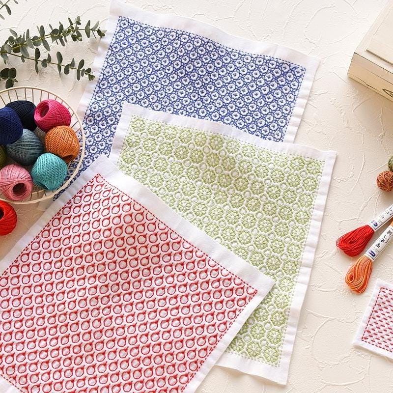 Olympus - Kaku Shippo Cotton Sashiko Sampler Cloth - Navy