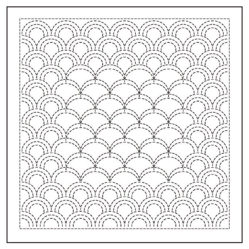 Olympus - Nagomi Collection "Seigaiha" Cotton Sashiko Sampler Cloth - White