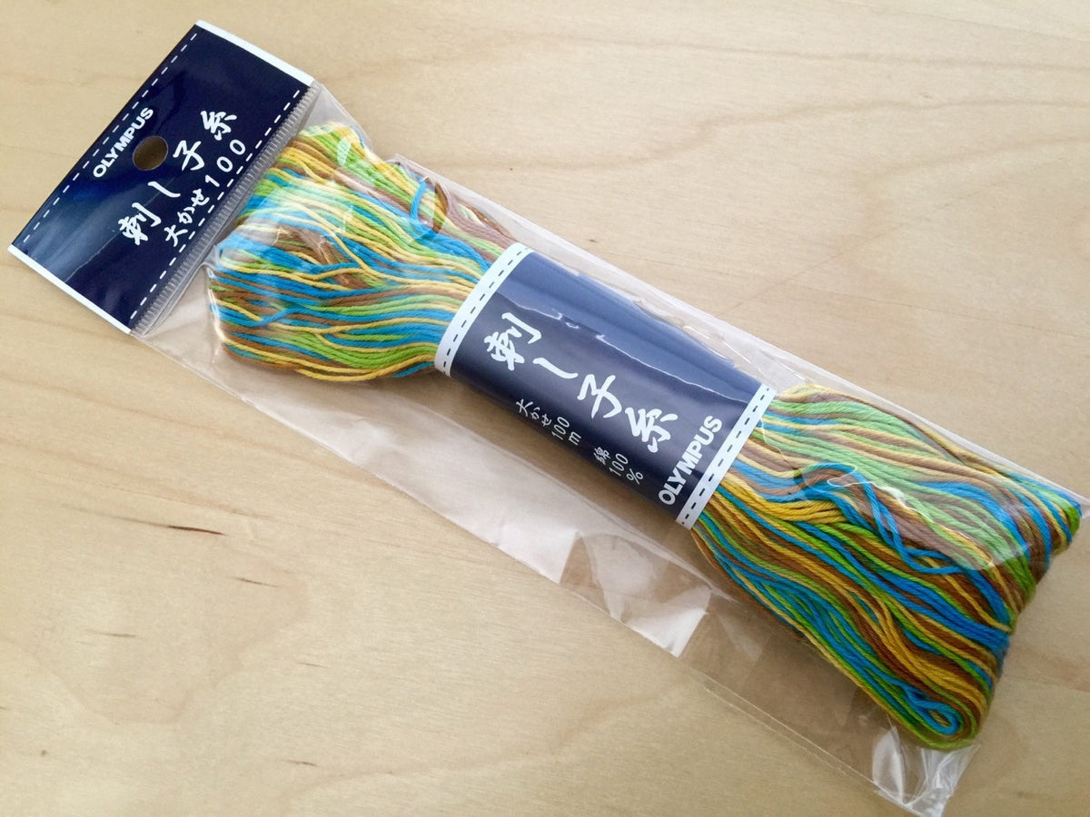 Olympus - Cotton Sashiko Thread 100m Skein - Variegated #171 Spring Meadow