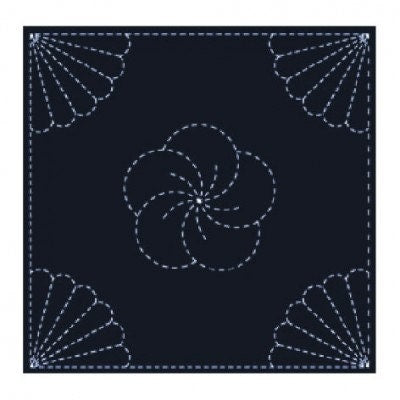 Yokota - Chrysanthemum Cotton Sashiko Fukin Sampler Cloth - Navy