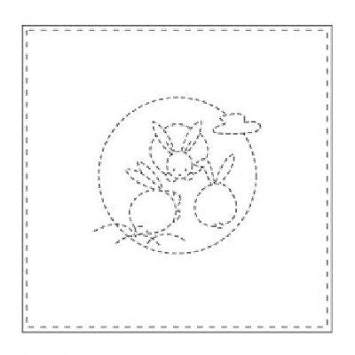 Yokota - Moon Rabbit Cotton Sashiko Fukin Sampler Cloth - White