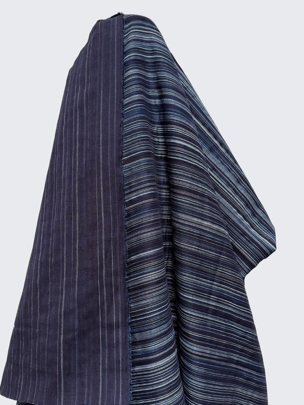 Orimono Imports - Woven Kasuri Sashi Stripe Cotton Fabric Dyed with Aizome Botanical Indigo