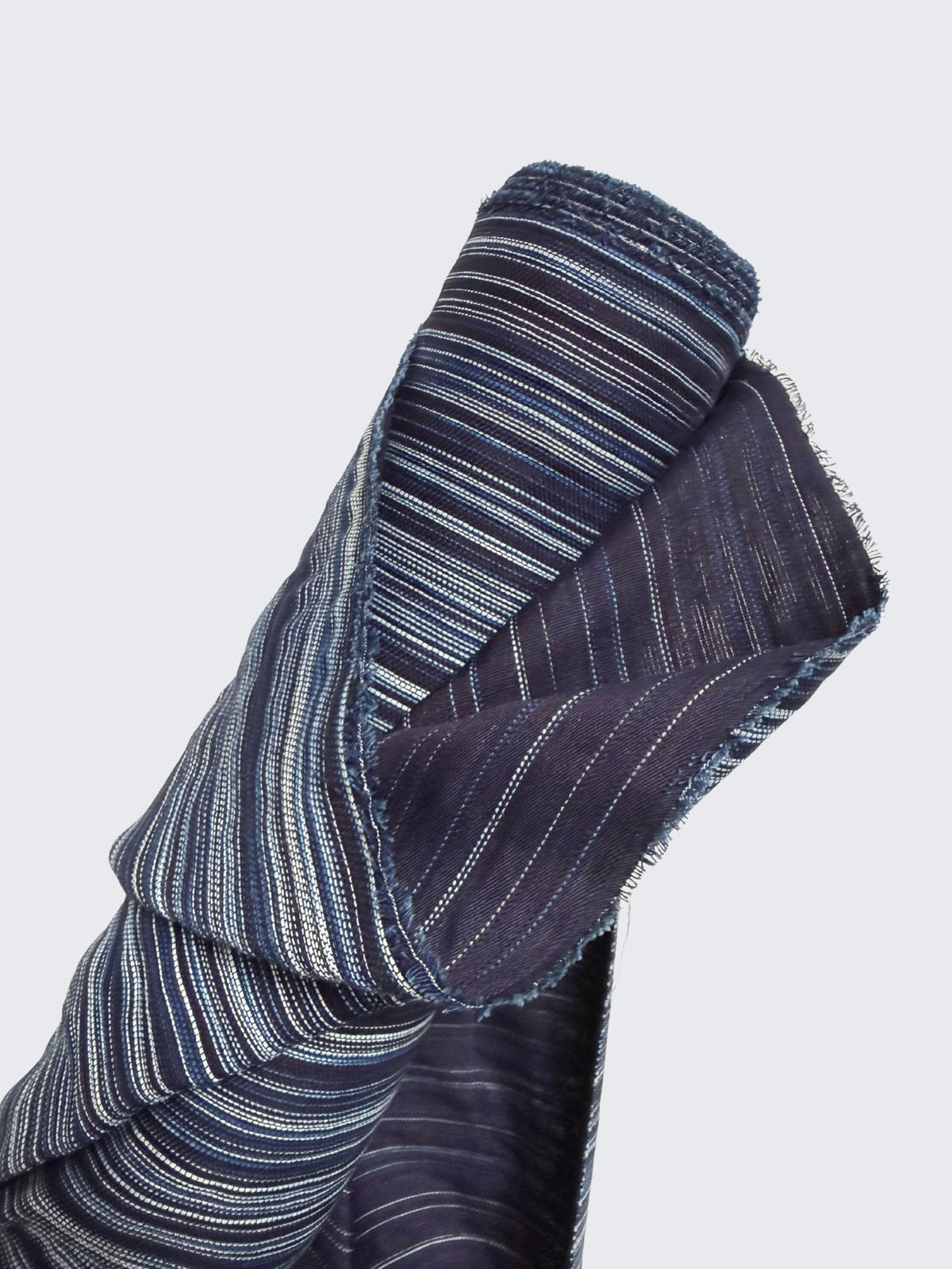 Orimono Imports - Woven Kasuri Sashi Stripe Cotton Fabric Dyed with Aizome Botanical Indigo