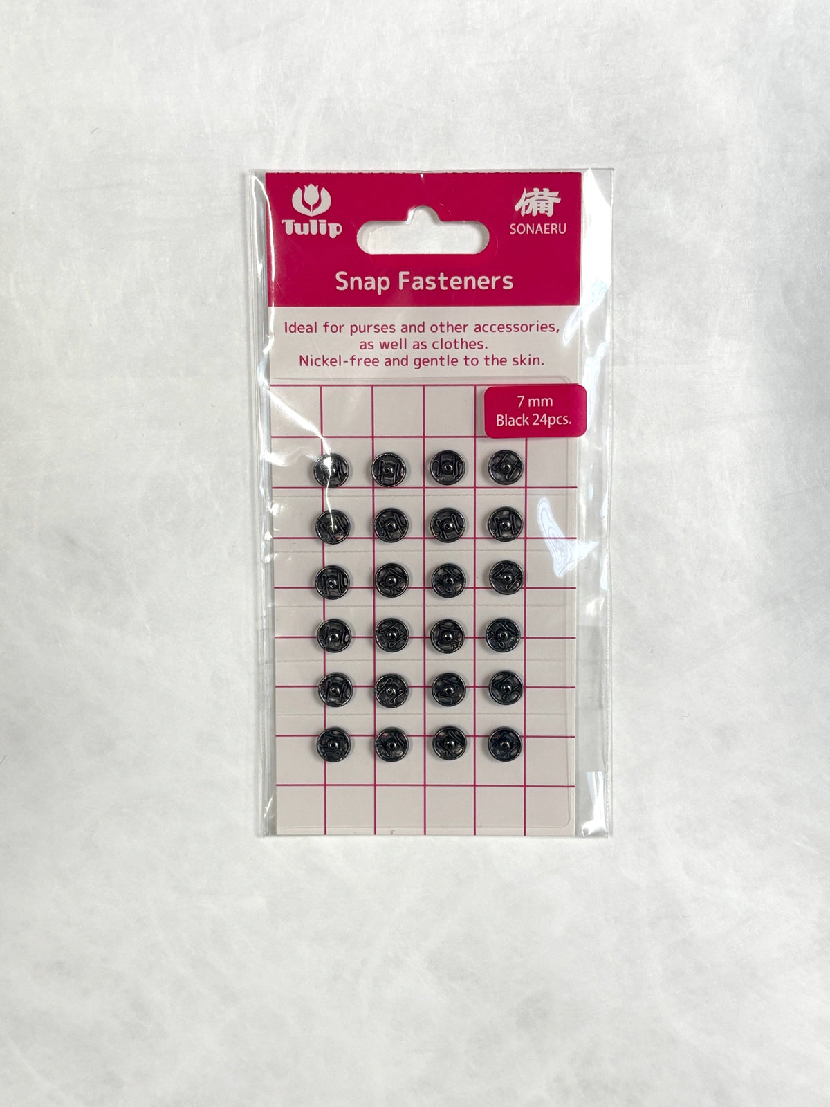 Tulip - "Sonaeru 備" Snap Fasteners Various Sizes 7mm to 21mm - Black