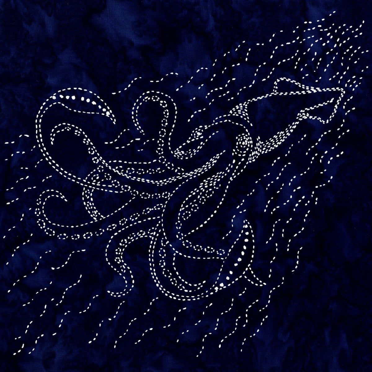 Sylvia Pippen - Squid Pre-Printed Sashiko Cotton Panel - Indigo Batik